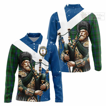 MacKendrick (McKendrick) Tartan Long Sleeve Polo Shirt with Family Crest Scottish Bagpiper Vibes Unisex - Tartan Vibes Clothing