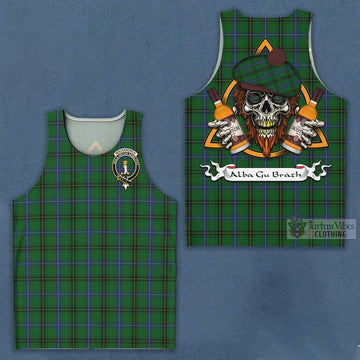 MacKendrick (McKendrick) Tartan Men's Tank Top with Family Crest and Bearded Skull Holding Bottles of Whiskey Men - Tartan Vibes Clothing