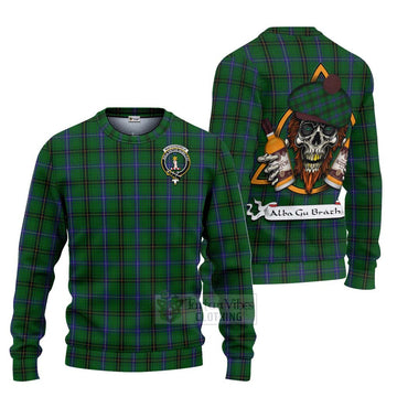 MacKendrick (McKendrick) Tartan Ugly Sweater with Family Crest and Bearded Skull Holding Bottles of Whiskey Unisex - Tartan Vibes Clothing