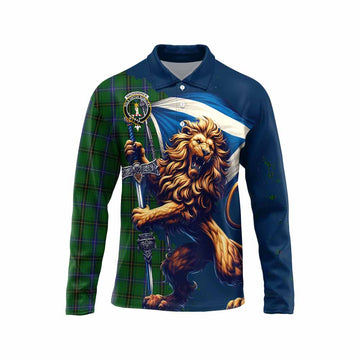 MacKendrick (McKendrick) Tartan Family Crest Long Sleeve Polo Shirt with Scottish Majestic Lion Unisex - Tartan Vibes Clothing