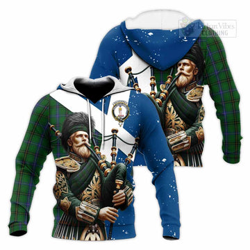 MacKendrick (McKendrick) Tartan Knitted Hoodie with Family Crest Scottish Bagpiper Vibes Unisex Knitted Pullover Hoodie - Tartan Vibes Clothing