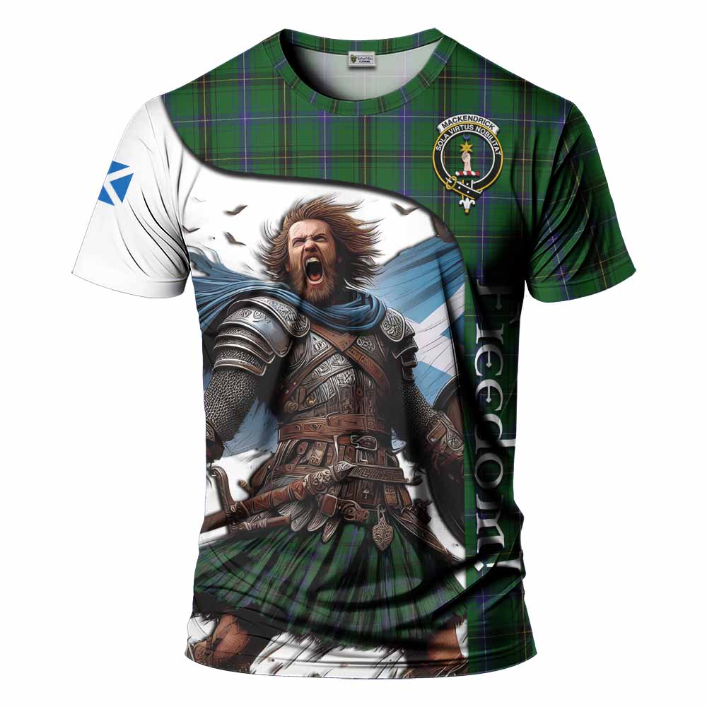 MacKendrick (McKendrick) Crest Tartan T-Shirt Inspired by the Freedom of Scottish Warrior