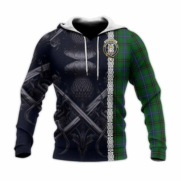 MacKendrick (McKendrick) Tartan Knitted Hoodie with Family Crest Cross Sword Thistle Celtic Vibes Unisex Knitted Pullover Hoodie - Tartan Vibes Clothing