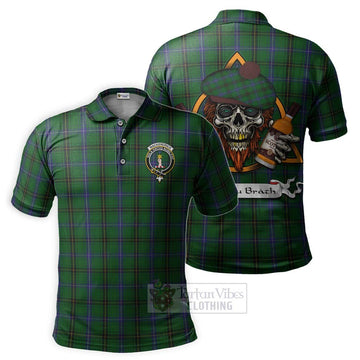 MacKendrick (McKendrick) Tartan Polo Shirt with Family Crest and Bearded Skull Holding Bottles of Whiskey Kid - Tartan Vibes Clothing