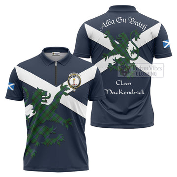 MacKendrick (McKendrick) Tartan Lion Rampant Zipper Polo Shirt Proudly Display Your Heritage with Alba Gu Brath and Clan Name Unisex - Tartan Vibes Clothing