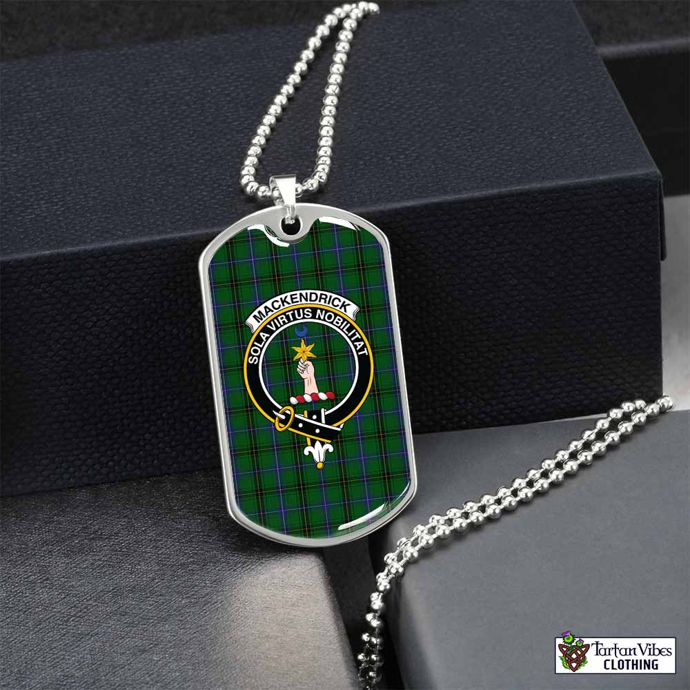 MacKendrick (McKendrick) Tartan Dog Tag Necklace with Family Crest Silver No - Tartan Vibes Clothing