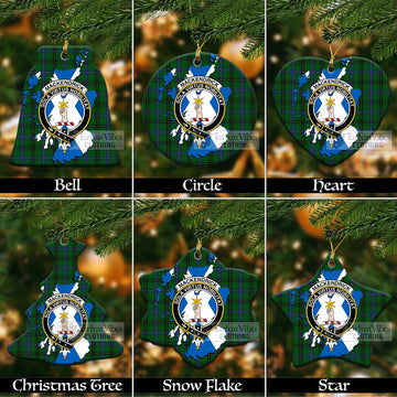 MacKendrick (McKendrick) Tartan Christmas Ceramic Ornaments with Family Crest and Scotland Map Ceramic - Tartan Vibes Clothing