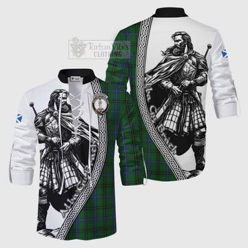 MacKendrick (McKendrick) Tartan Clan Crest Ghillie Kilt Shirt with Highlander Warrior Celtic Style Men - Tartan Vibes Clothing