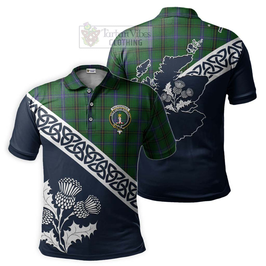MacKendrick (McKendrick) Tartan Polo Shirt Featuring Thistle and Scotland Map Kid - Tartanvibesclothing Store