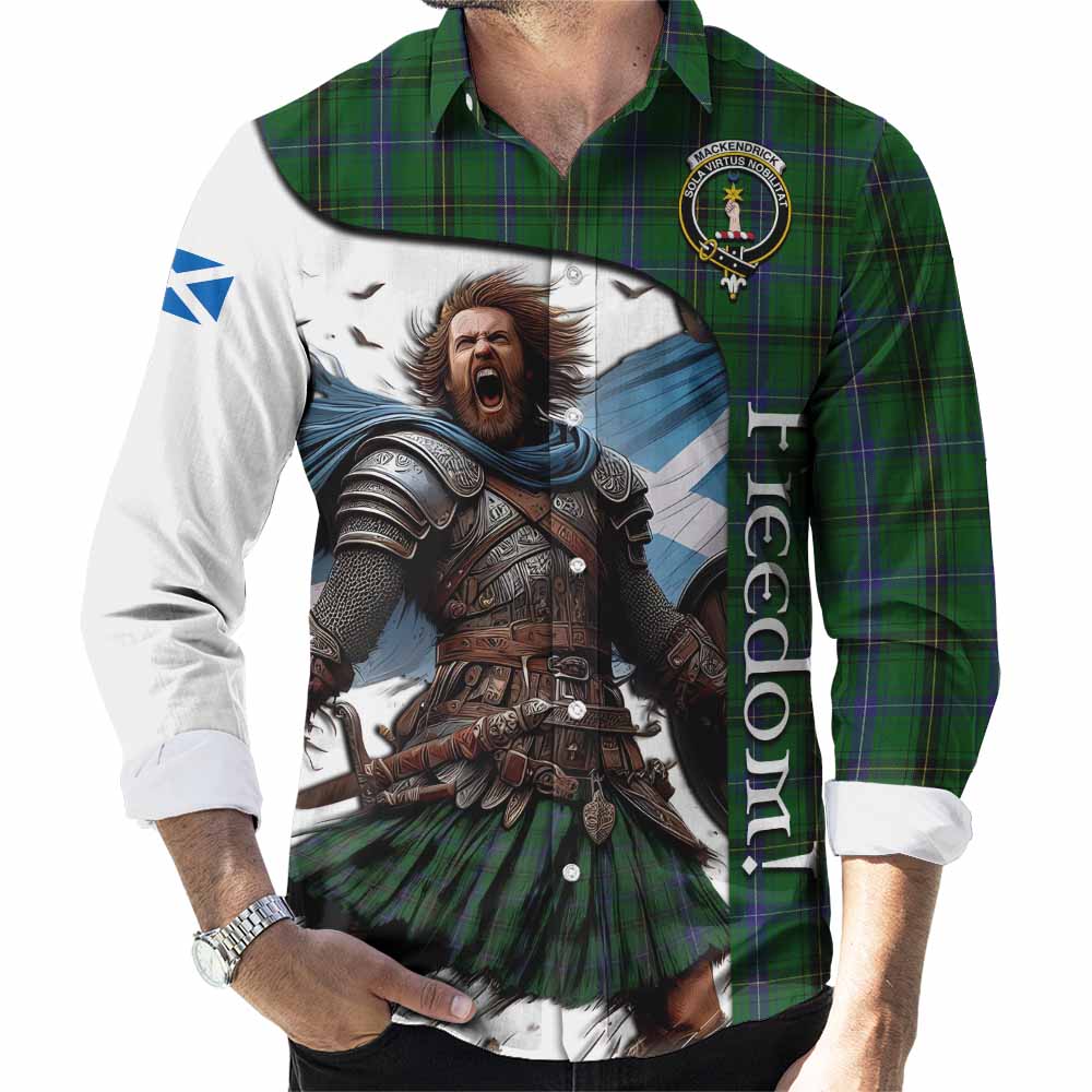 MacKendrick (McKendrick) Crest Tartan Long Sleeve Button Shirt Inspired by the Freedom of Scottish Warrior Men's Shirt S - Tartan Vibes Clothing