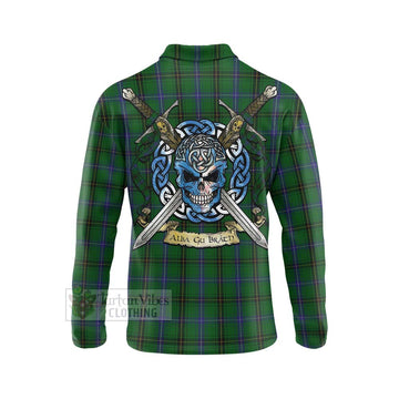 MacKendrick (McKendrick) Tartan Long Sleeve Polo Shirt with Family Crest Celtic Skull Style - Tartan Vibes Clothing