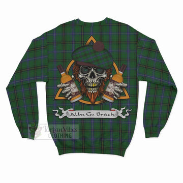 MacKendrick (McKendrick) Tartan Sweatshirt with Family Crest and Bearded Skull Holding Bottles of Whiskey - Tartan Vibes Clothing