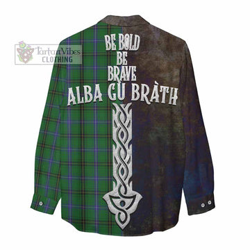 MacKendrick (McKendrick) Tartan Family Crest Women's Casual Shirt Alba Gu Brath Be Brave Lion Ancient Style - Tartan Vibes Clothing