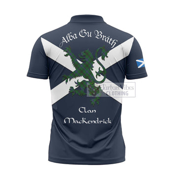 MacKendrick (McKendrick) Tartan Lion Rampant Zipper Polo Shirt Proudly Display Your Heritage with Alba Gu Brath and Clan Name - Tartan Vibes Clothing