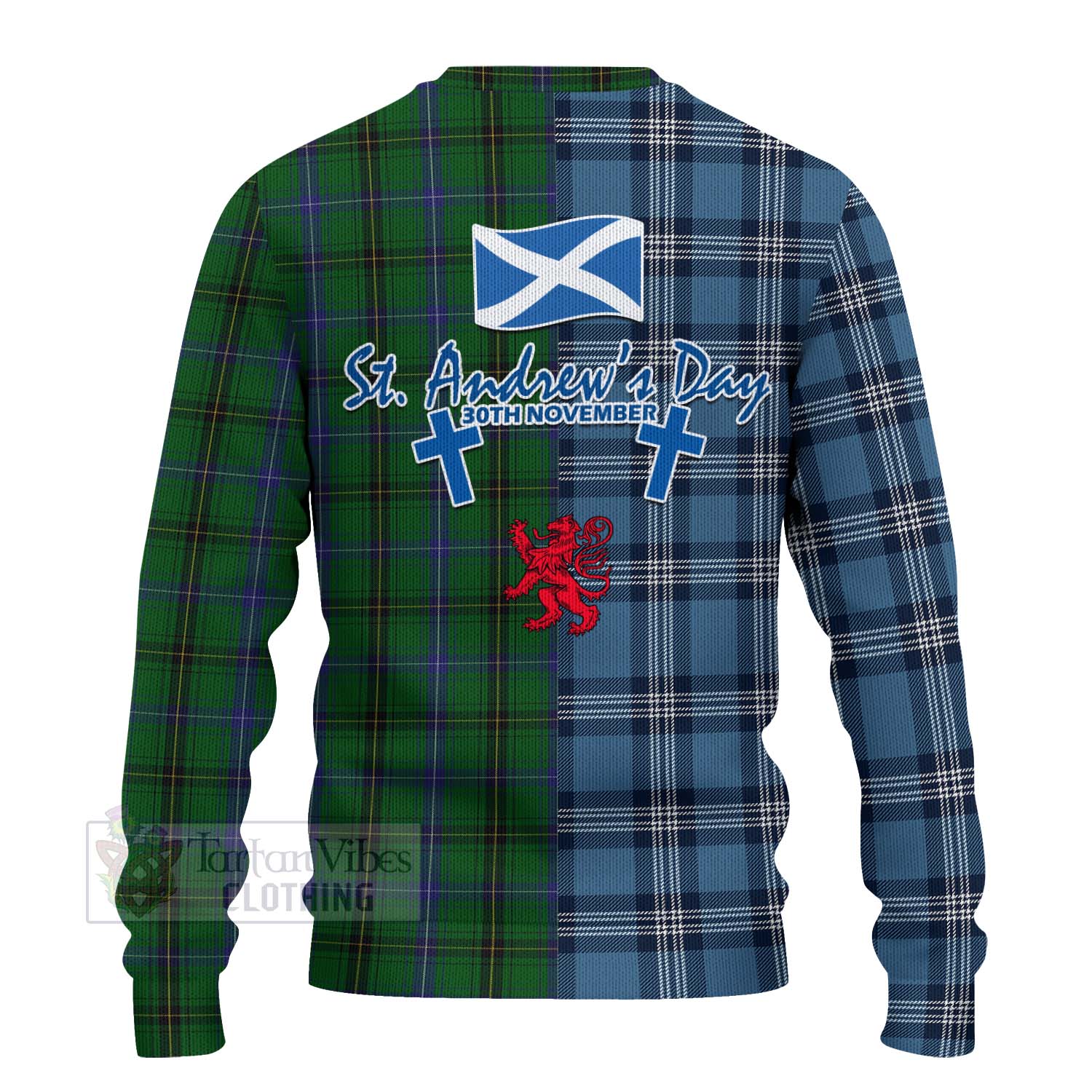 MacKendrick (McKendrick) Tartan Knitted Sweater Happy St. Andrew's Day Half Tartan Style - Tartan Vibes Clothing