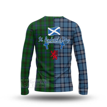 MacKendrick (McKendrick) Tartan Long Sleeve T-Shirt Happy St. Andrew's Day Half Tartan Style - Tartan Vibes Clothing