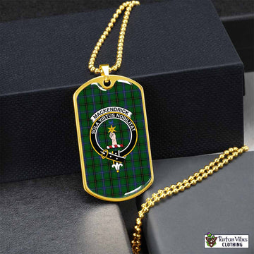 MacKendrick (McKendrick) Tartan Dog Tag Necklace with Family Crest Gold No - Tartan Vibes Clothing