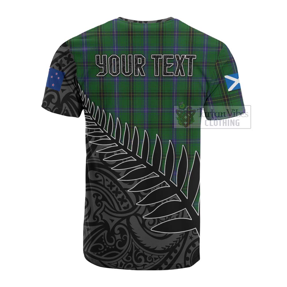 Tartan Vibes Clothing MacKendrick (McKendrick) Crest Tartan Cotton T-shirt with New Zealand Silver Fern Half Style
