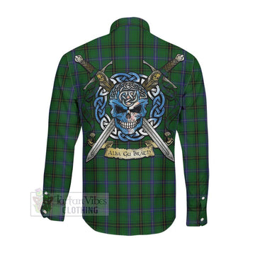 MacKendrick (McKendrick) Tartan Long Sleeve Button Shirt with Family Crest Celtic Skull Style Men's Shirt - Tartan Vibes Clothing
