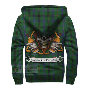 MacKendrick (McKendrick) Tartan Sherpa Hoodie with Family Crest and Bearded Skull Holding Bottles of Whiskey - Tartan Vibes Clothing