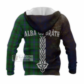 Tartan Vibes Clothing MacKendrick (McKendrick) Tartan Family Crest Knitted Hoodie Alba Gu Brath Be Brave Lion Ancient Style