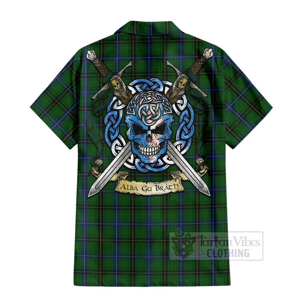 MacKendrick (McKendrick) Tartan Hawaiian Shirt with Family Crest Celtic Skull Style - Tartan Vibes Clothing
