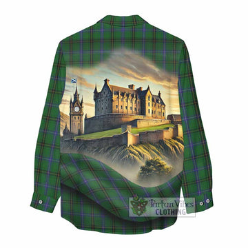 MacKendrick (McKendrick) Tartan Family Crest Women's Casual Shirt with Scottish Ancient Castle Style - Tartan Vibes Clothing