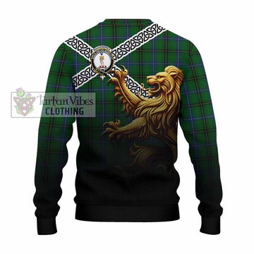 MacKendrick (McKendrick) Crest Tartan Knitted Sweater with Golden Lion Emblem Celtic Style