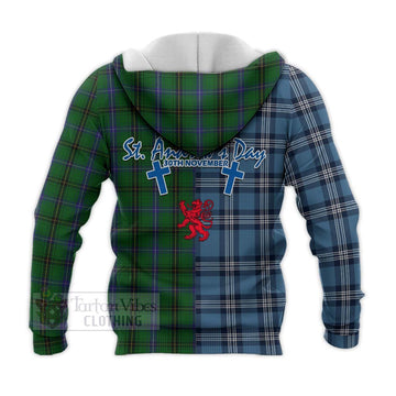 MacKendrick (McKendrick) Tartan Knitted Hoodie Happy St. Andrew's Day Half Tartan Style - Tartan Vibes Clothing