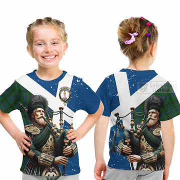 MacKendrick (McKendrick) Tartan Kid T-Shirt with Family Crest Scottish Bagpiper Vibes - Tartan Vibes Clothing