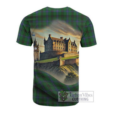 MacKendrick (McKendrick) Tartan Family Crest Cotton T-shirt with Scottish Ancient Castle Style