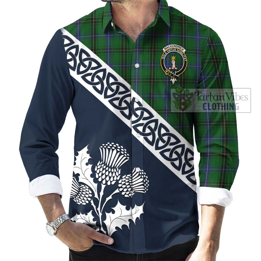 MacKendrick (McKendrick) Tartan Long Sleeve Button Shirt Featuring Thistle and Scotland Map Men's Shirt - Tartan Vibes Clothing