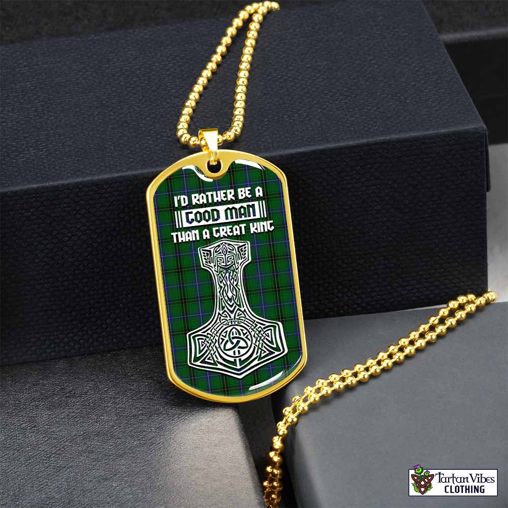 MacKendrick (McKendrick) Tartan Dog Tag Necklace Viking Mjolnir Style Gold No - Tartan Vibes Clothing