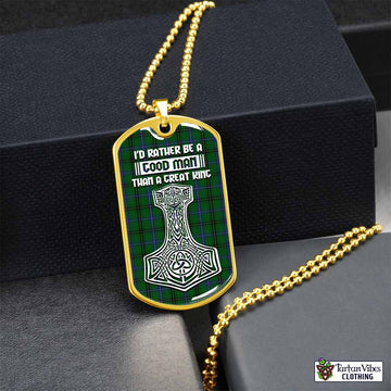 MacKendrick (McKendrick) Tartan Dog Tag Necklace Viking Mjolnir Style Gold No - Tartan Vibes Clothing