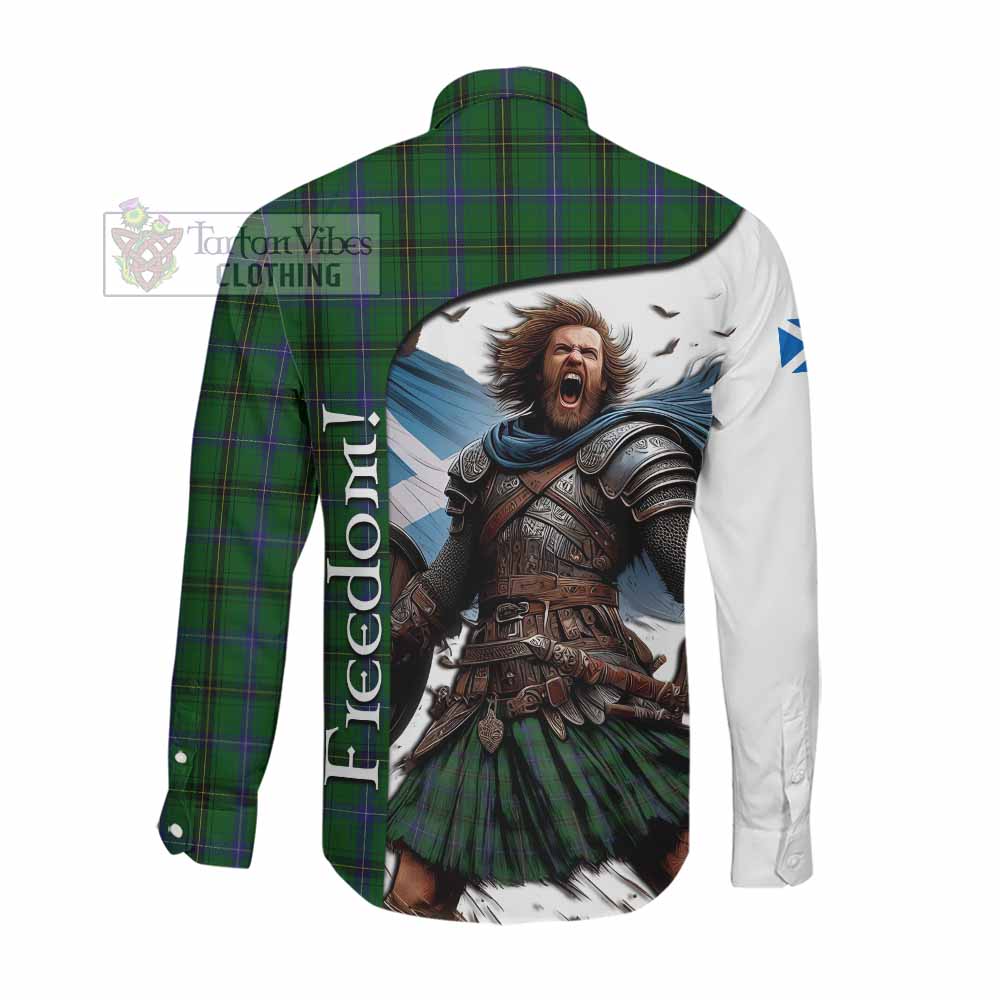 MacKendrick (McKendrick) Crest Tartan Long Sleeve Button Shirt Inspired by the Freedom of Scottish Warrior Men's Shirt - Tartan Vibes Clothing