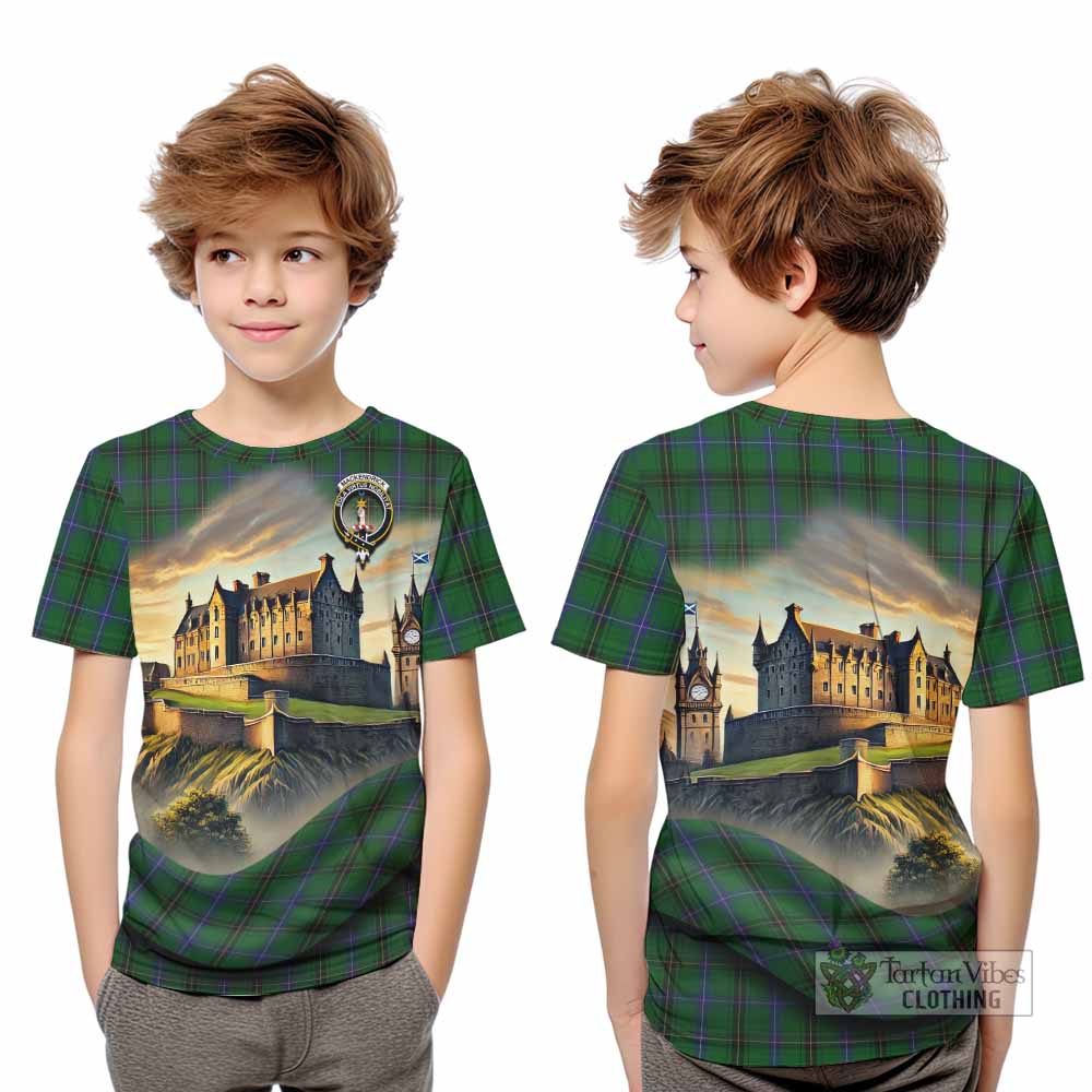 MacKendrick (McKendrick) Tartan Family Crest Kid T-Shirt with Scottish Ancient Castle Style - Tartan Vibes Clothing
