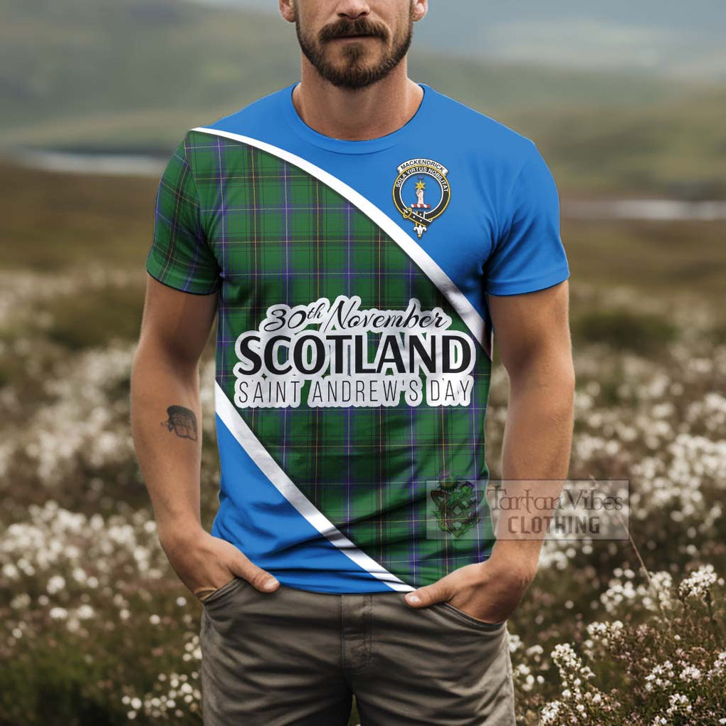 Tartan Vibes Clothing MacKendrick (McKendrick) Family Crest Tartan T-Shirt Celebrate Saint Andrew's Day in Style