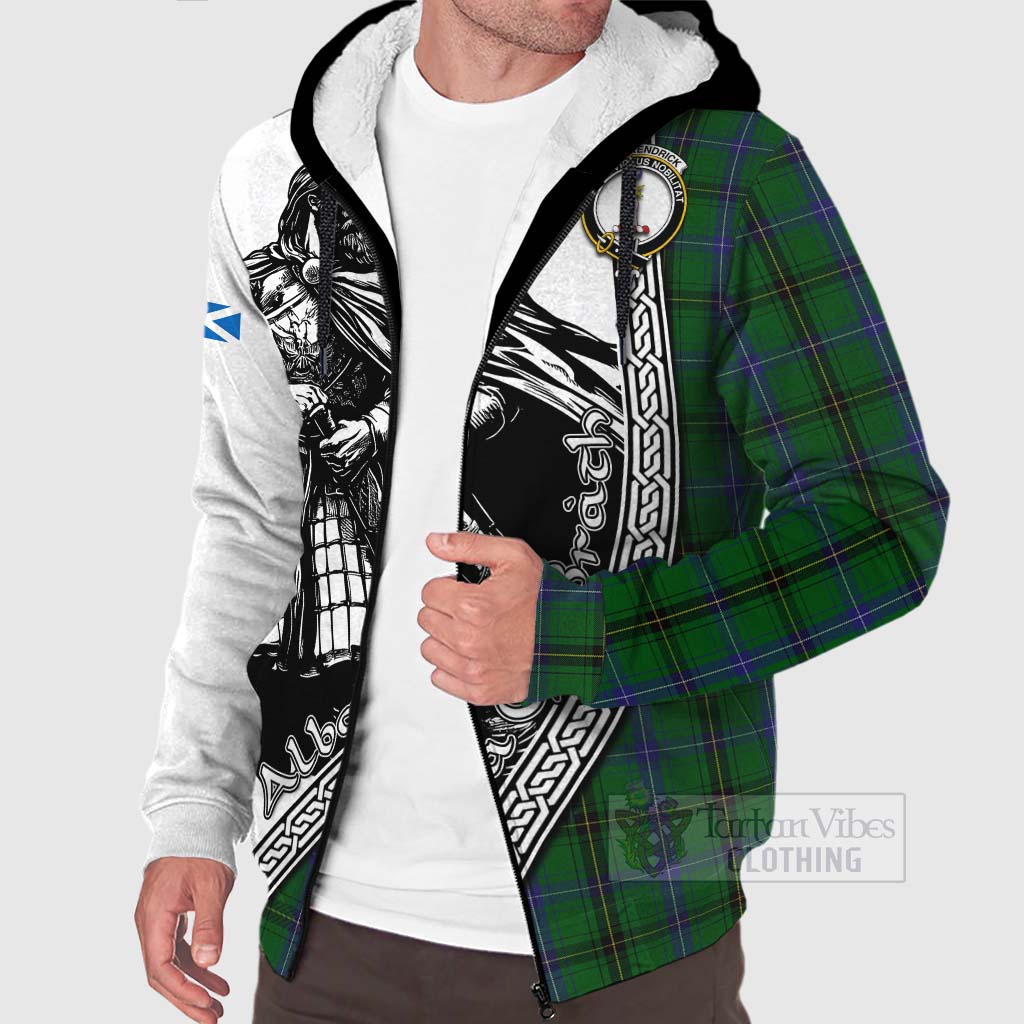 MacKendrick (McKendrick) Tartan Clan Crest Sherpa Hoodie with Highlander Warrior Celtic Style Unisex - Tartan Vibes Clothing