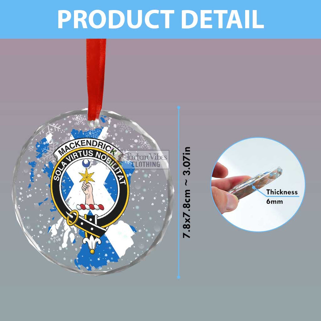 Tartan Vibes Clothing MacKendrick (McKendrick) Clan Crest Christmas Glass Ornament with Scotland Map