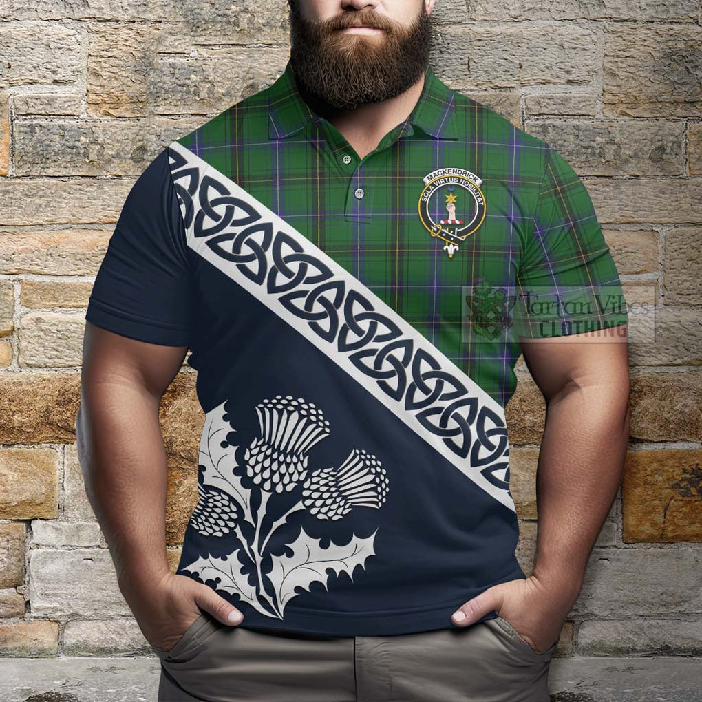 MacKendrick (McKendrick) Tartan Polo Shirt Featuring Thistle and Scotland Map - Tartanvibesclothing Store