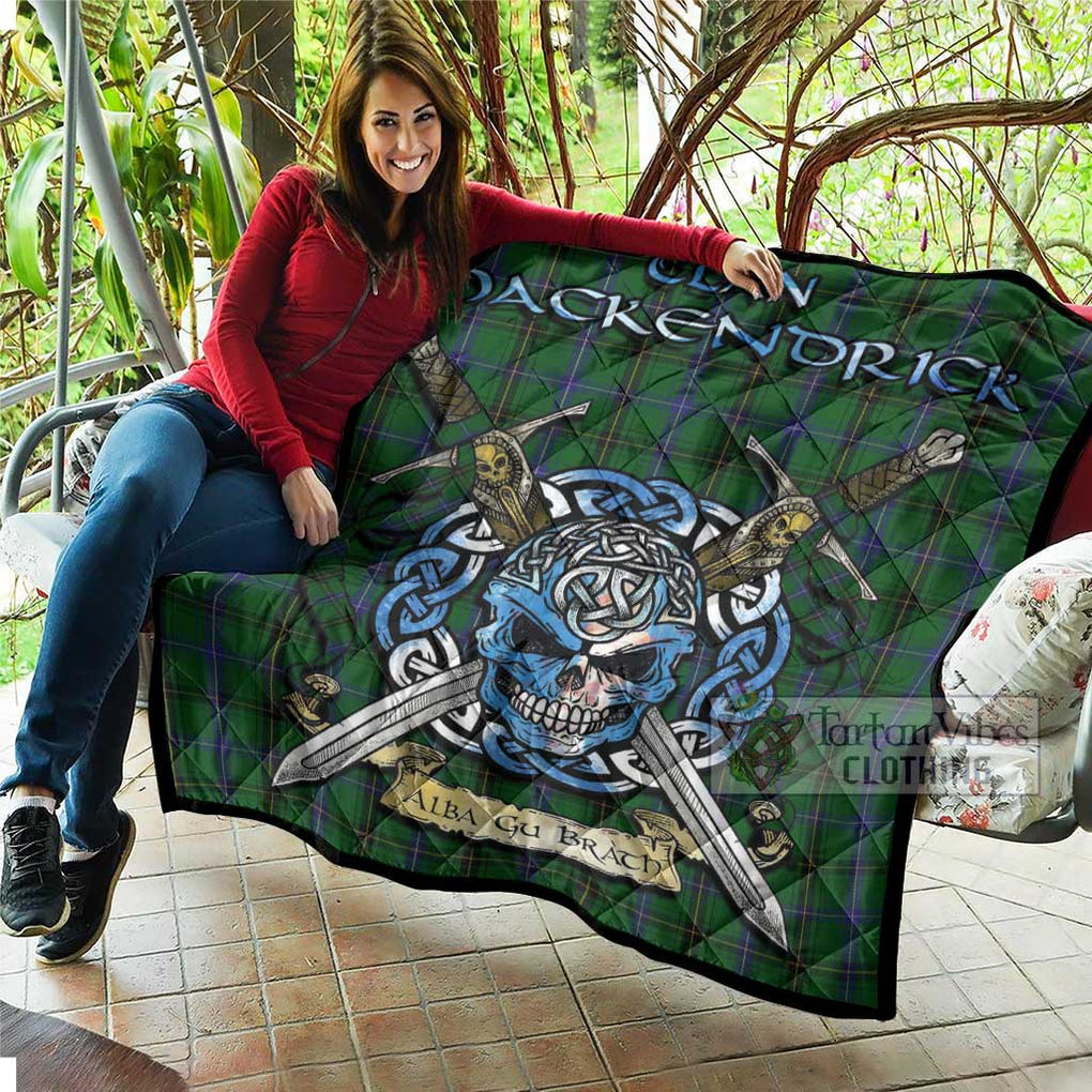 MacKendrick (McKendrick) Tartan Quilt with Celtic Skull Alba Gu Brath Style - Tartan Vibes Clothing