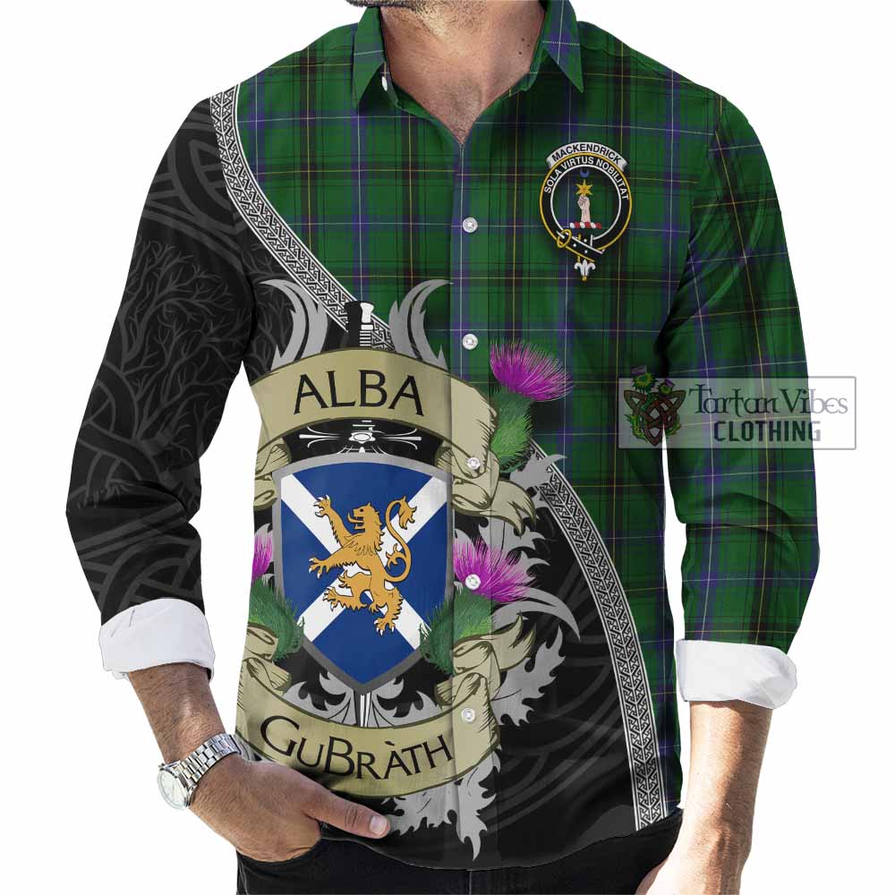 MacKendrick (McKendrick) Tartan Family Crest Long Sleeve Button Shirt Lion Rampant Royal Thistle Shield Celtic Inspired - Tartan Vibes Clothing