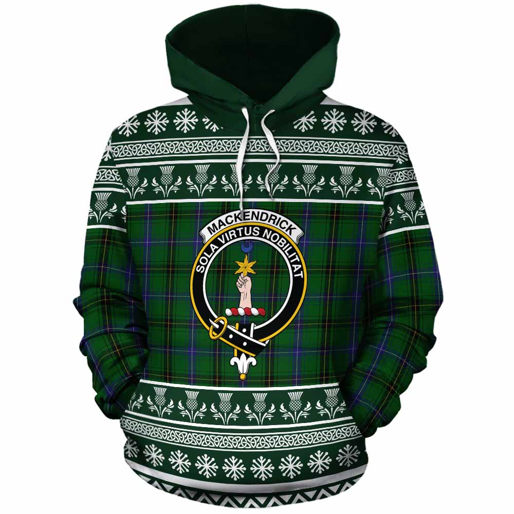 MacKendrick (McKendrick) Clan Tartan Christmas Cotton Hoodie with Family Crest - Tartan Vibes Clothing