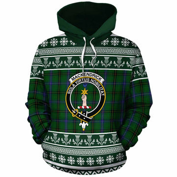 MacKendrick (McKendrick) Clan Tartan Christmas Cotton Hoodie with Family Crest