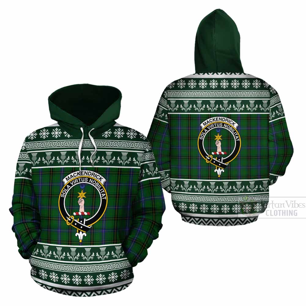 MacKendrick (McKendrick) Clan Tartan Christmas Cotton Hoodie with Family Crest - Tartan Vibes Clothing