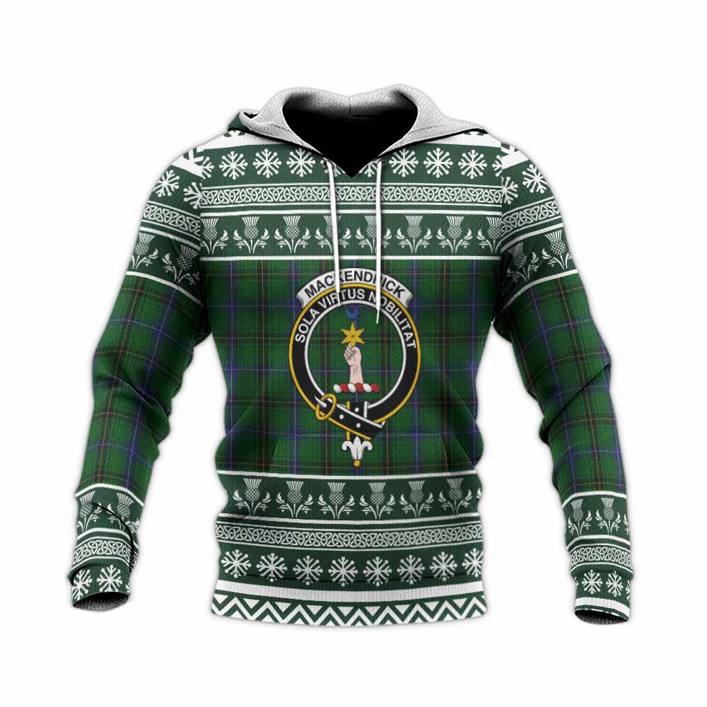 MacKendrick (McKendrick) Clan Tartan Christmas Knitted Hoodie with Family Crest - Tartan Vibes Clothing