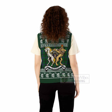 MacKendrick (McKendrick) Clan Tartan Crest Christmas Knitted V-Neck Vest Coat of Arms Funny Style