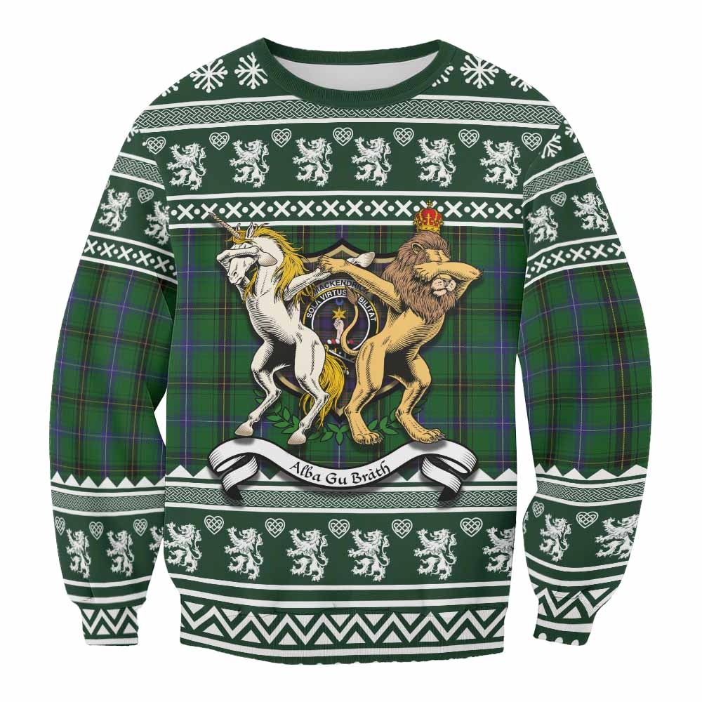 MacKendrick (McKendrick) Clan Tartan Crest Christmas Sweatshirt Coat of Arms Funny Style - Tartan Vibes Clothing