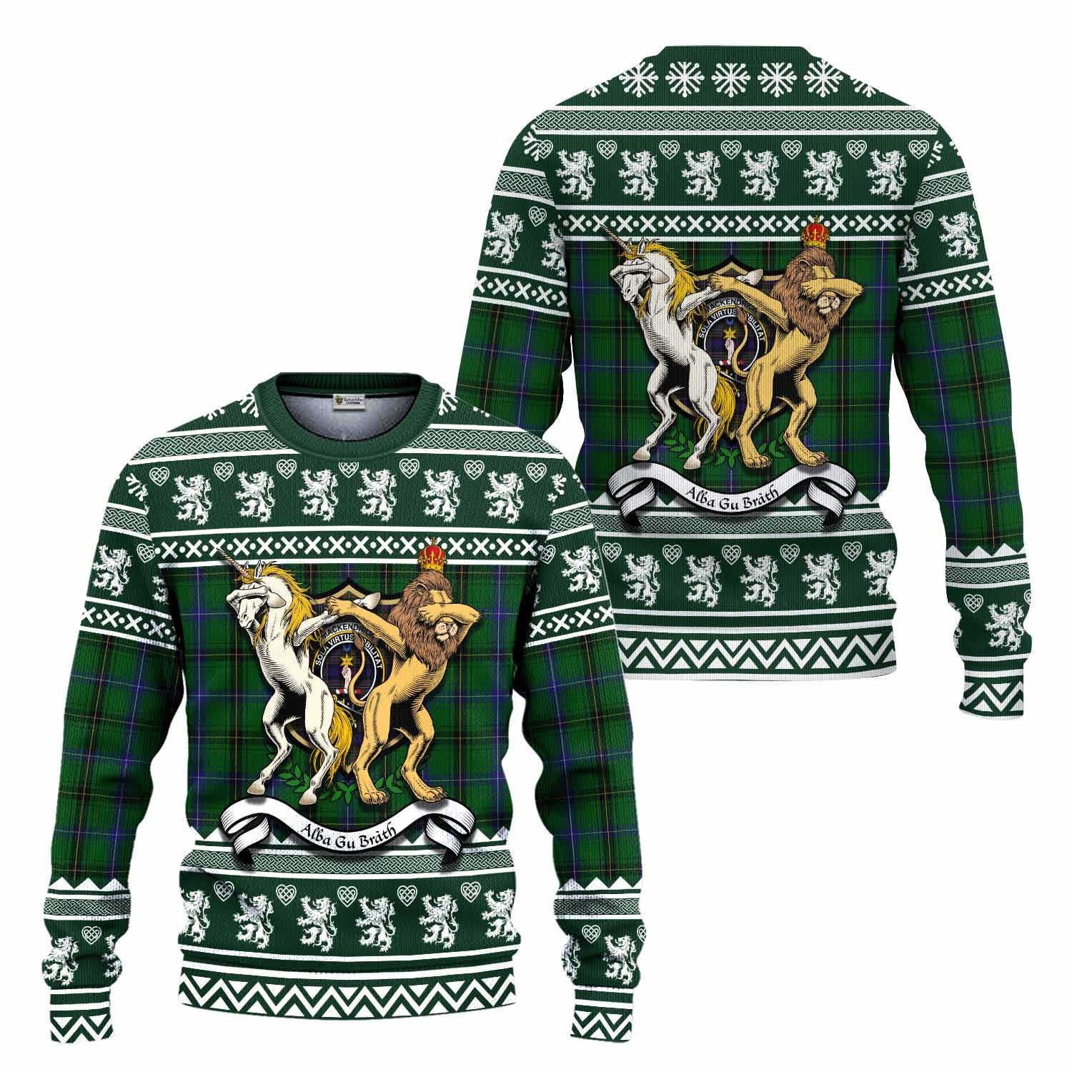 MacKendrick (McKendrick) Clan Tartan Crest Christmas Ugly Sweater Coat of Arms Funny Style - Tartan Vibes Clothing