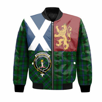 MacKendrick (McKendrick) Crest Tartan Bomber Jacket with Lion Rampant Saltire Style